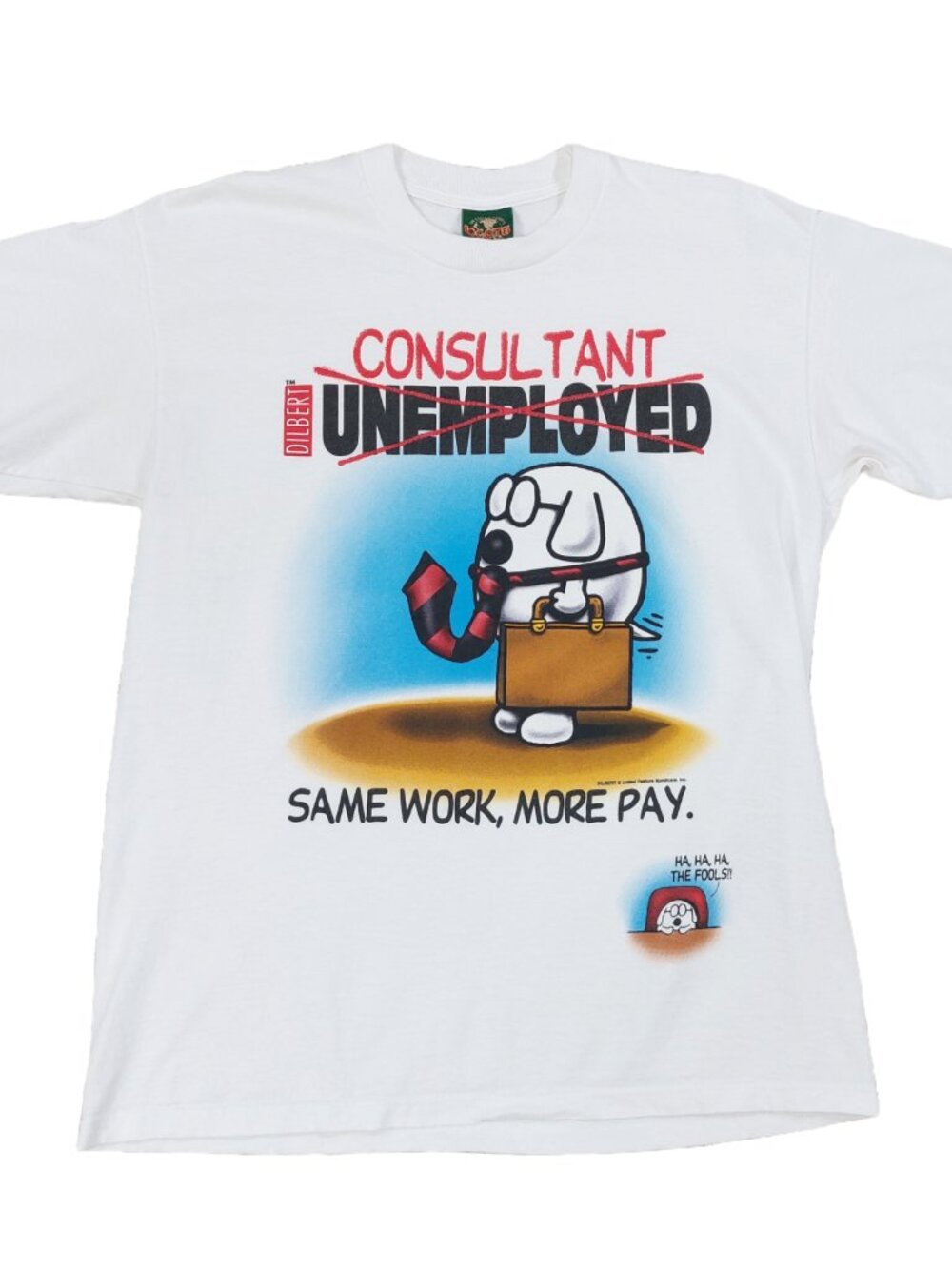 Vintage 90s Dilbert Comic Cartoon T-Shirt Large, Consultant Joke, Scott Adams - Picture 1 of 8